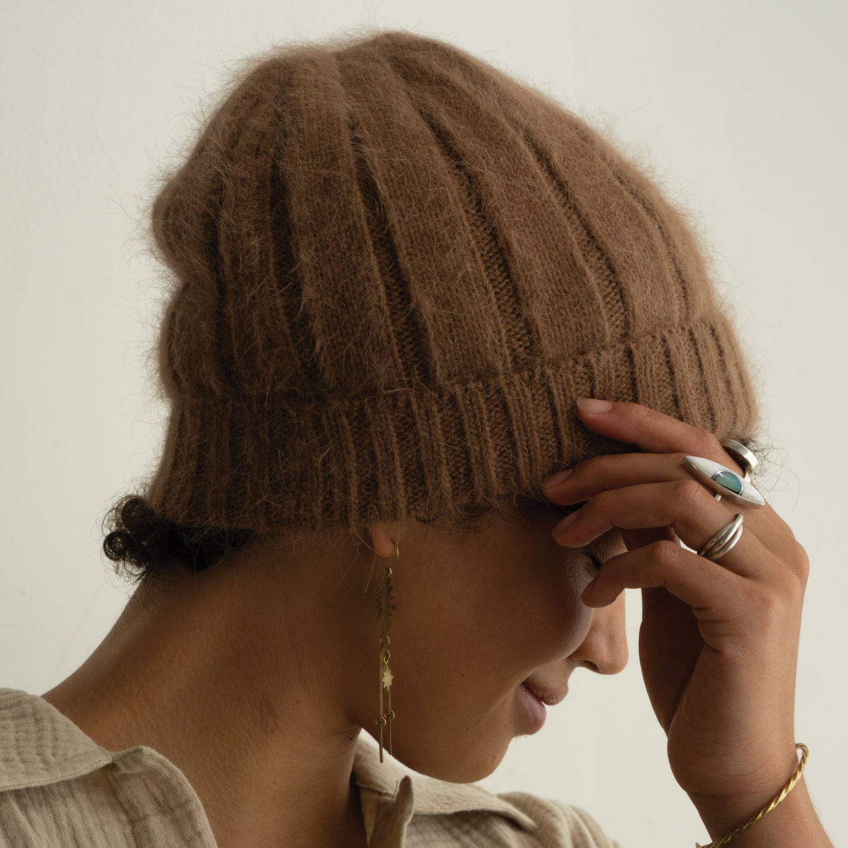 [GOCORI] 韓国☆ANGORA EAR BEANIE Y2k Hat Fairy Grunge Gothic Crochet Bunny Beanie Ears