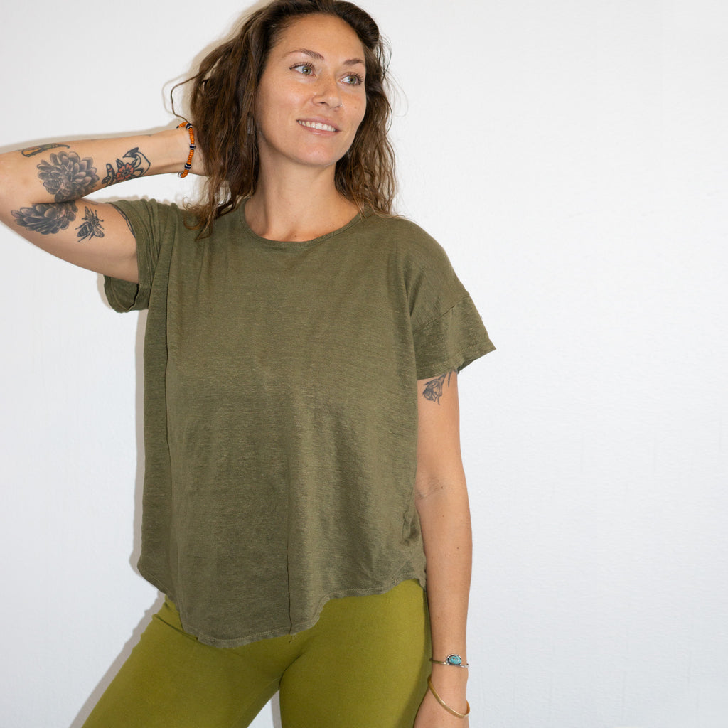 Zoe Top || Linen Jersey || Moss