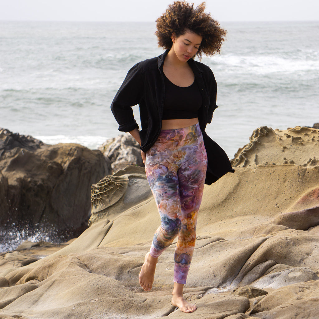 Hand-Dyed Leggings || Ice Dye || Ocean Jasper