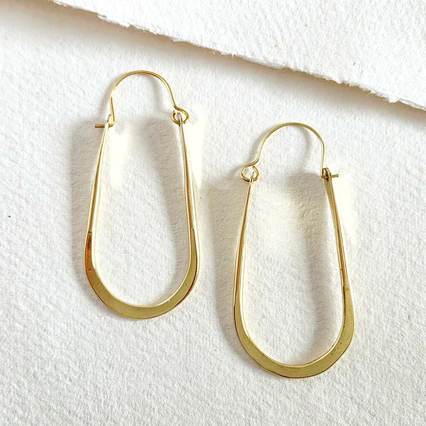 Brass Hoop Handmade Oval Earrings
