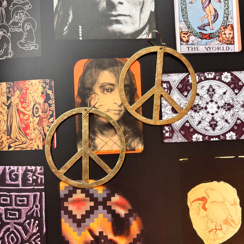 Brass Peace Sign Earrings