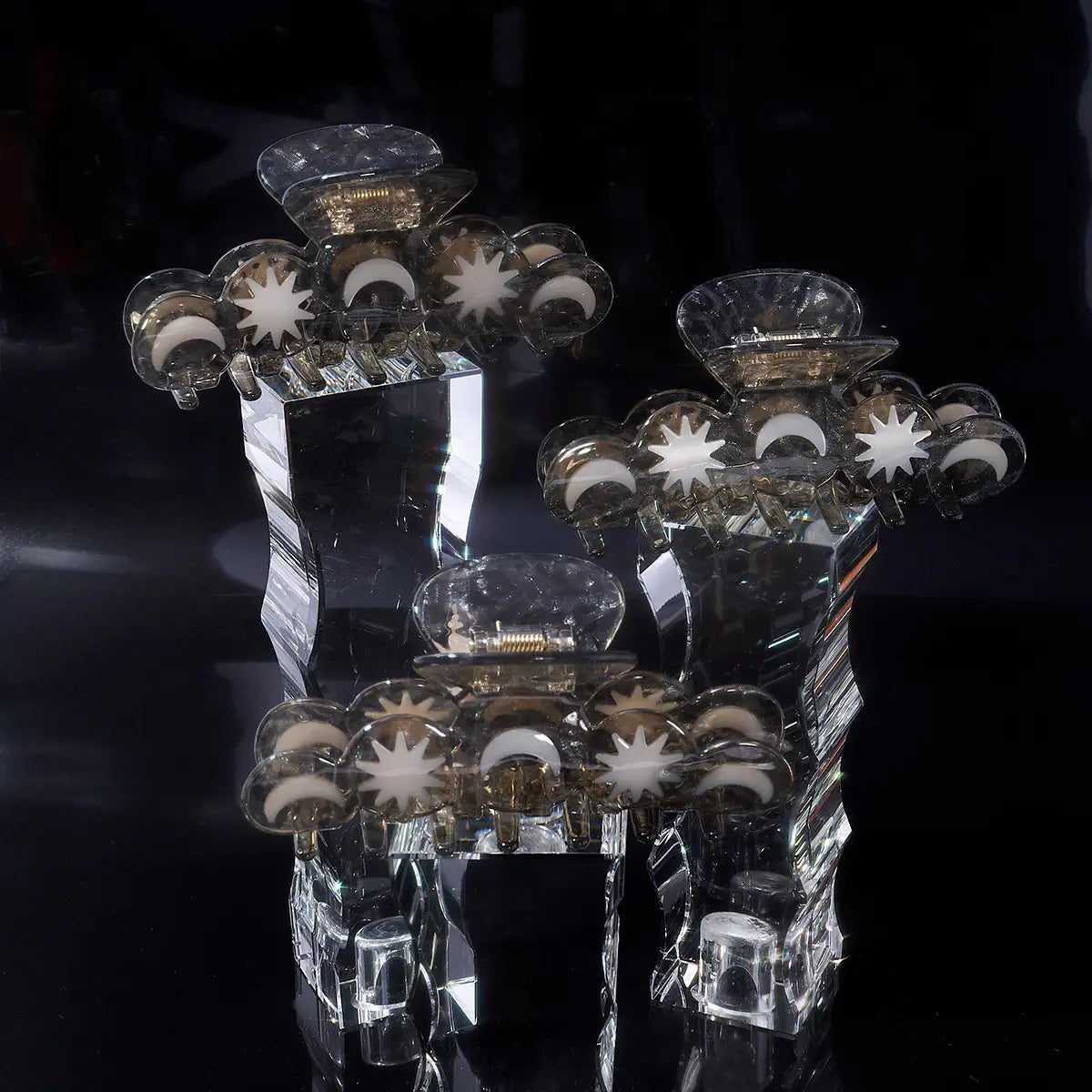 Hera Moon & Stars Silver Shimmer Hair Claw