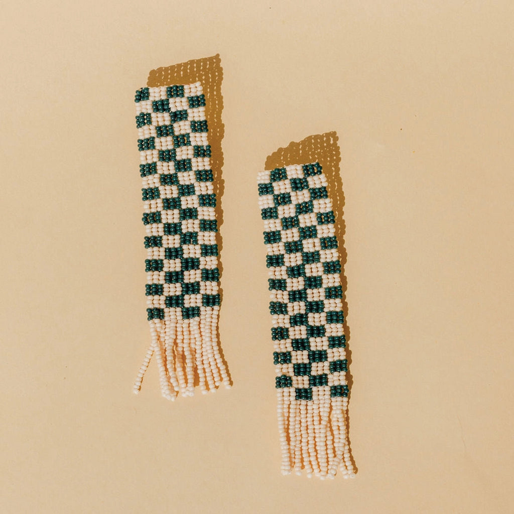 Mary Evergreen Checkered Earrings