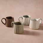Sundara Conical Fluted Ceramic Espresso Mugs || Set of 4
