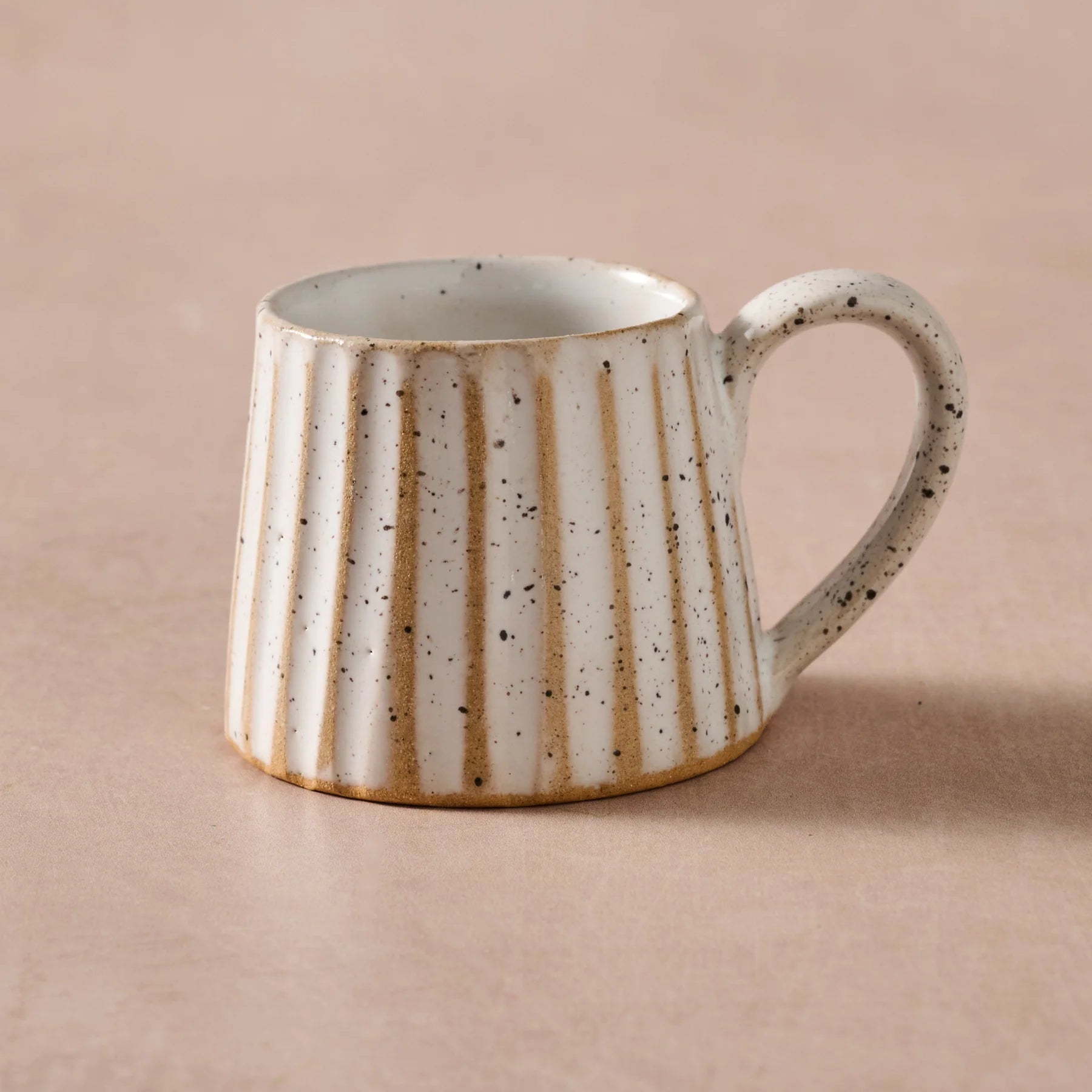 Sundara Conical Fluted Ceramic Espresso Mugs || Set of 4