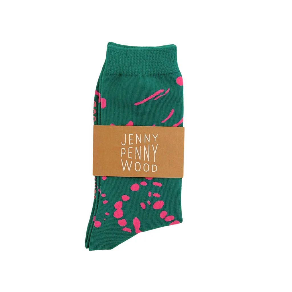 Crew Socks || Drape || Emerald & Neon Pink