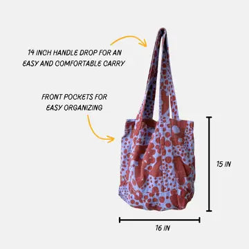 Medium Sloppy Tote || Celeste || Saffron and Cream