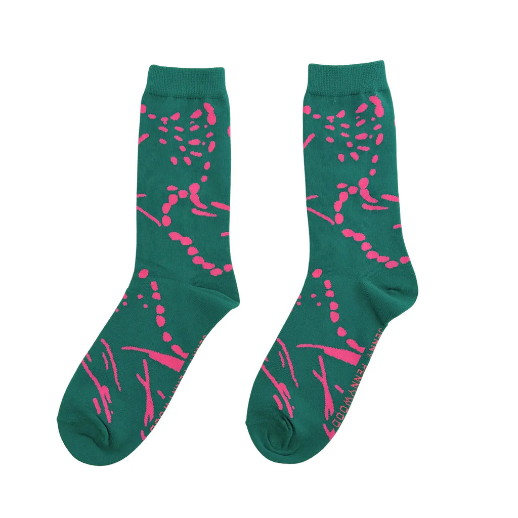 Crew Socks || Drape || Emerald & Neon Pink