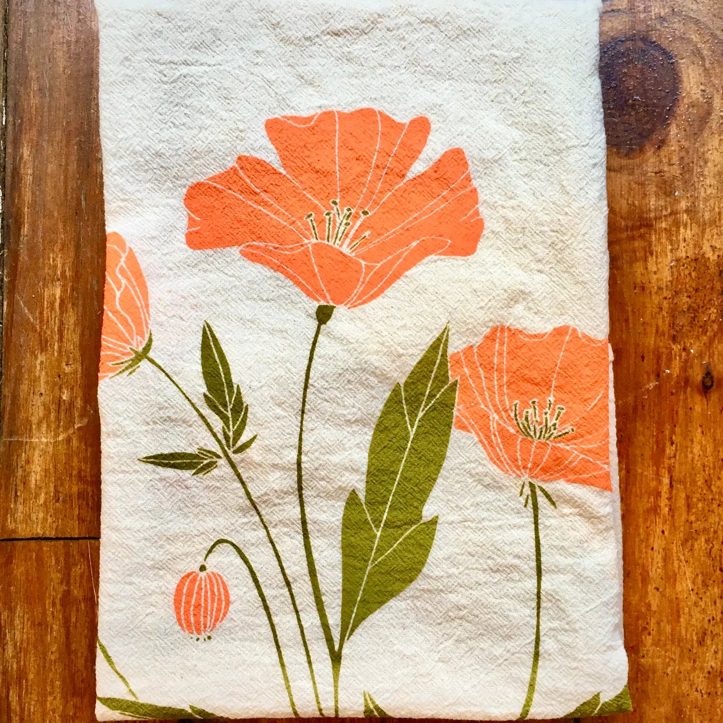California Poppy Tea Towel