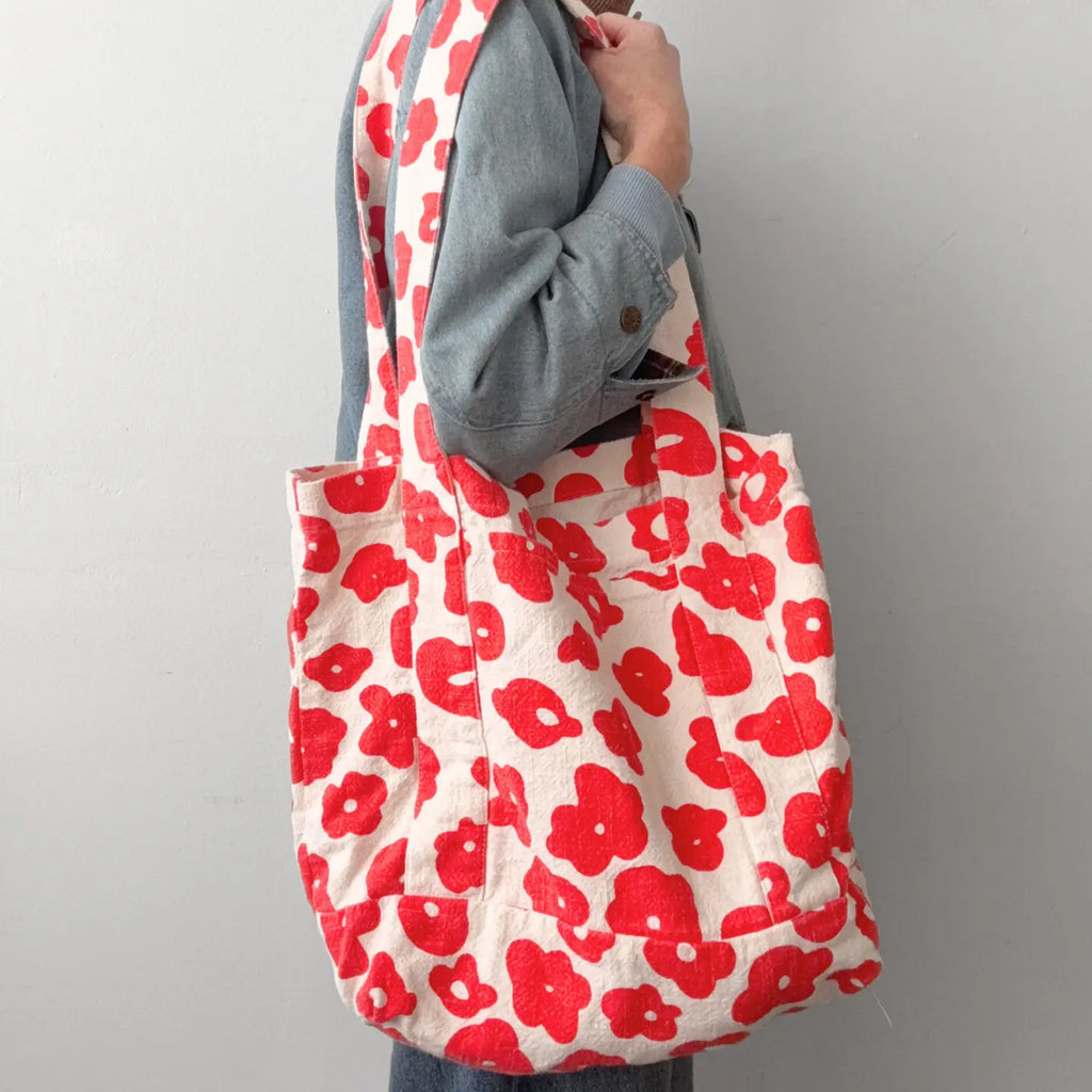 Medium Sloppy Tote || Celeste || Saffron and Cream