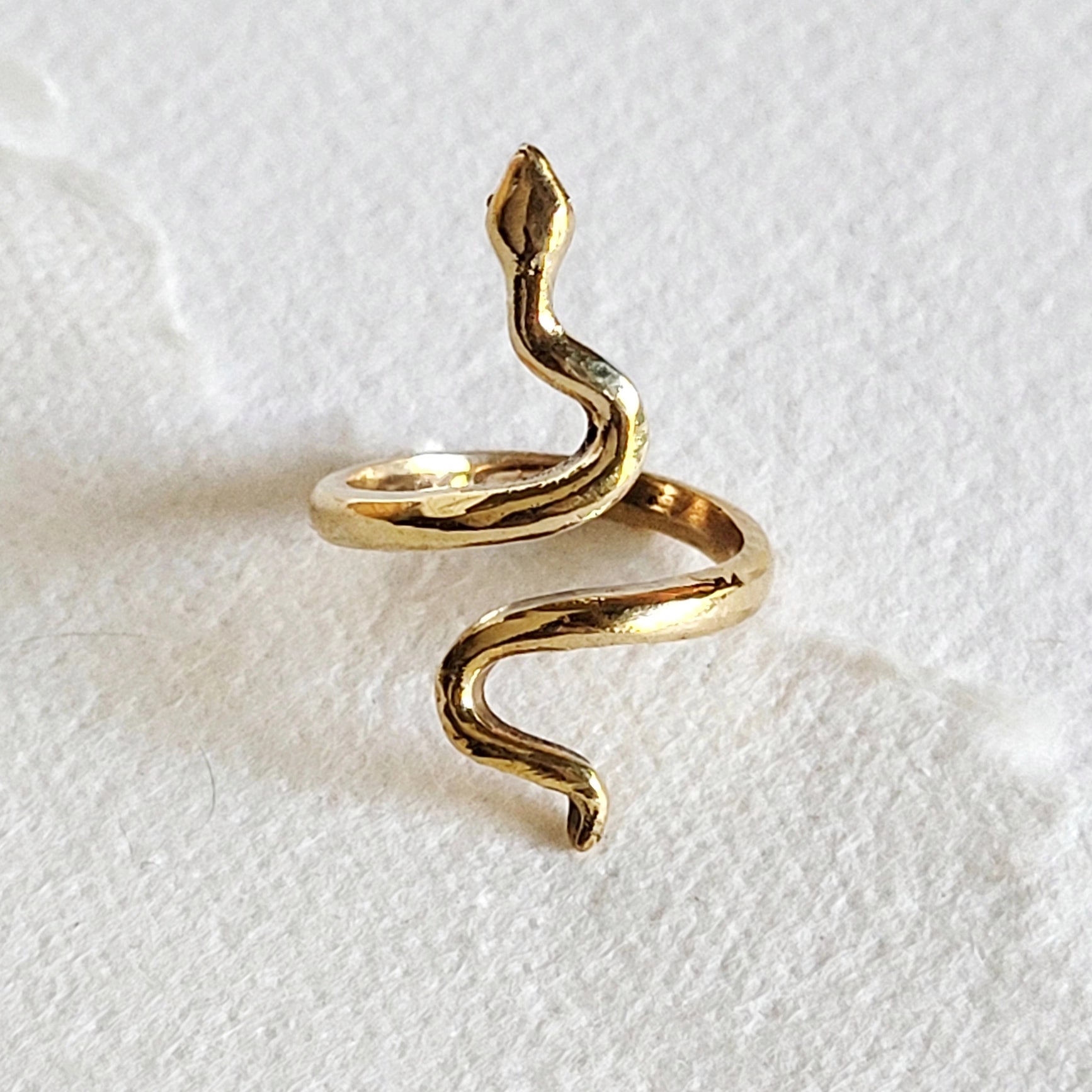 Handmade Adjustable Brass Snake Ring