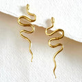 Brass Snake Serpent Handmade Swirl Drop Earrings