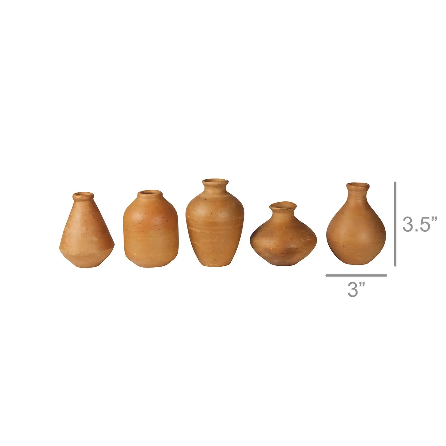 Tiny Terra Cotta Vases - Set of 5