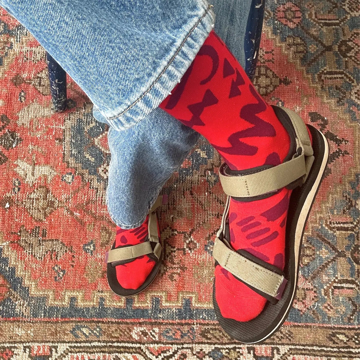 Crew Socks || Moons || Tomato