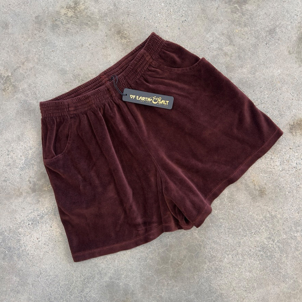 Velour Jogger Shorts || Chestnut || FINAL SALE