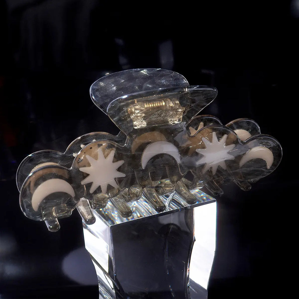 Hera Moon & Stars Silver Shimmer Hair Claw