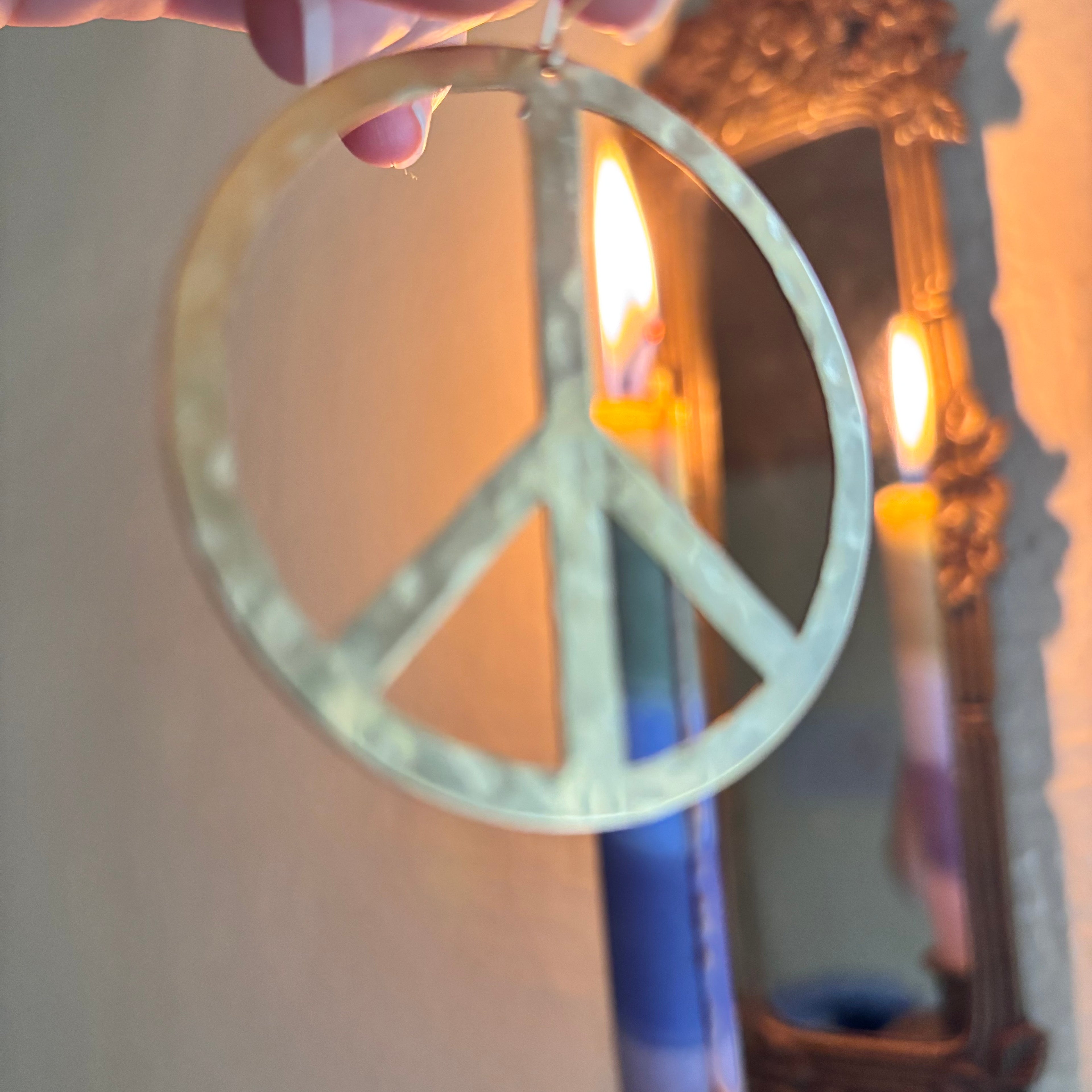 Brass Peace Sign Earrings