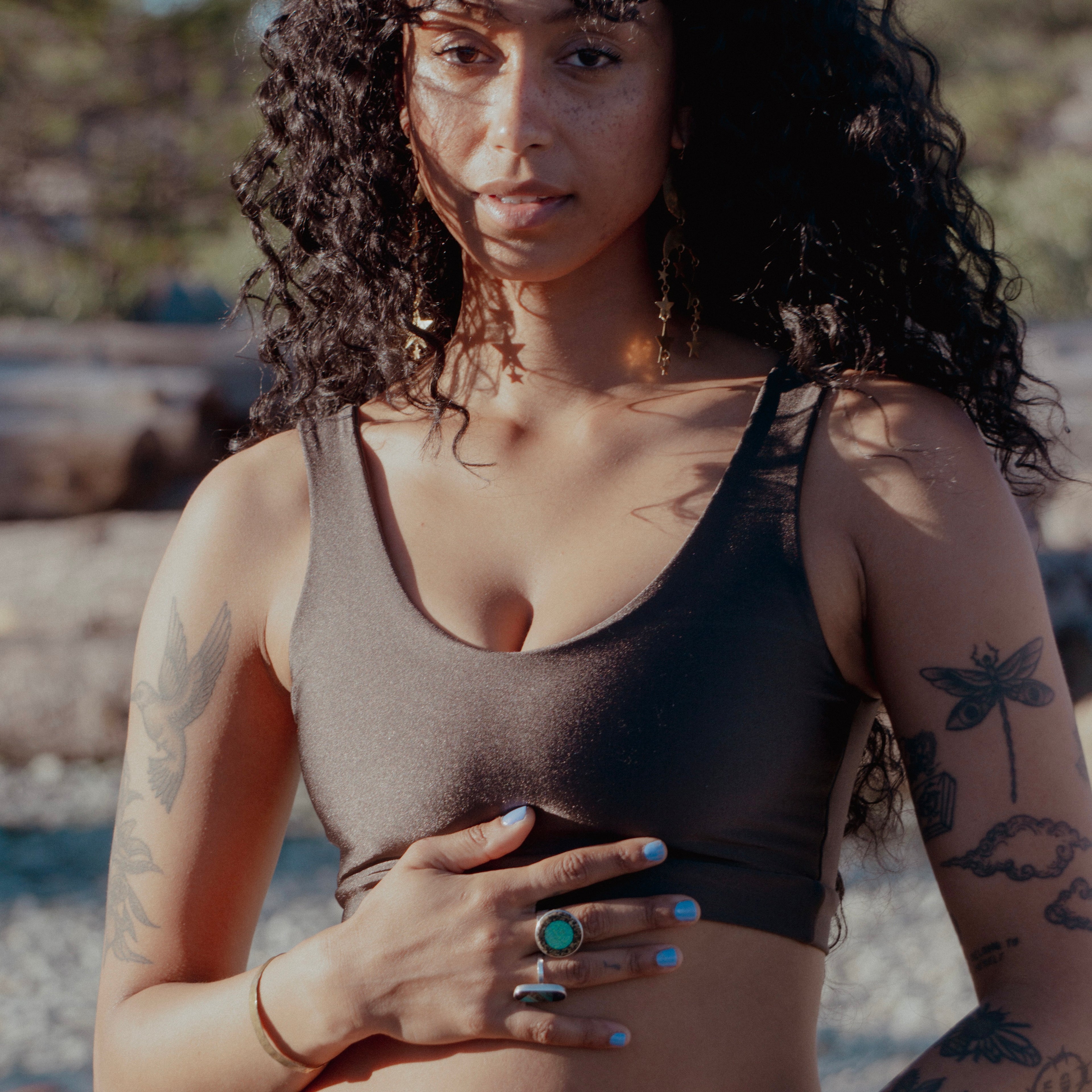 Swim Crop Tank || Hazelnut