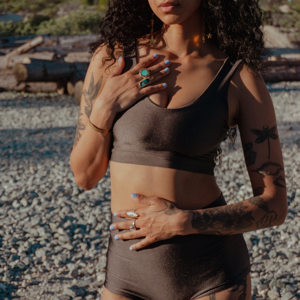 Swim Crop Tank || Hazelnut