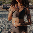 Swim Crop Tank || Hazelnut