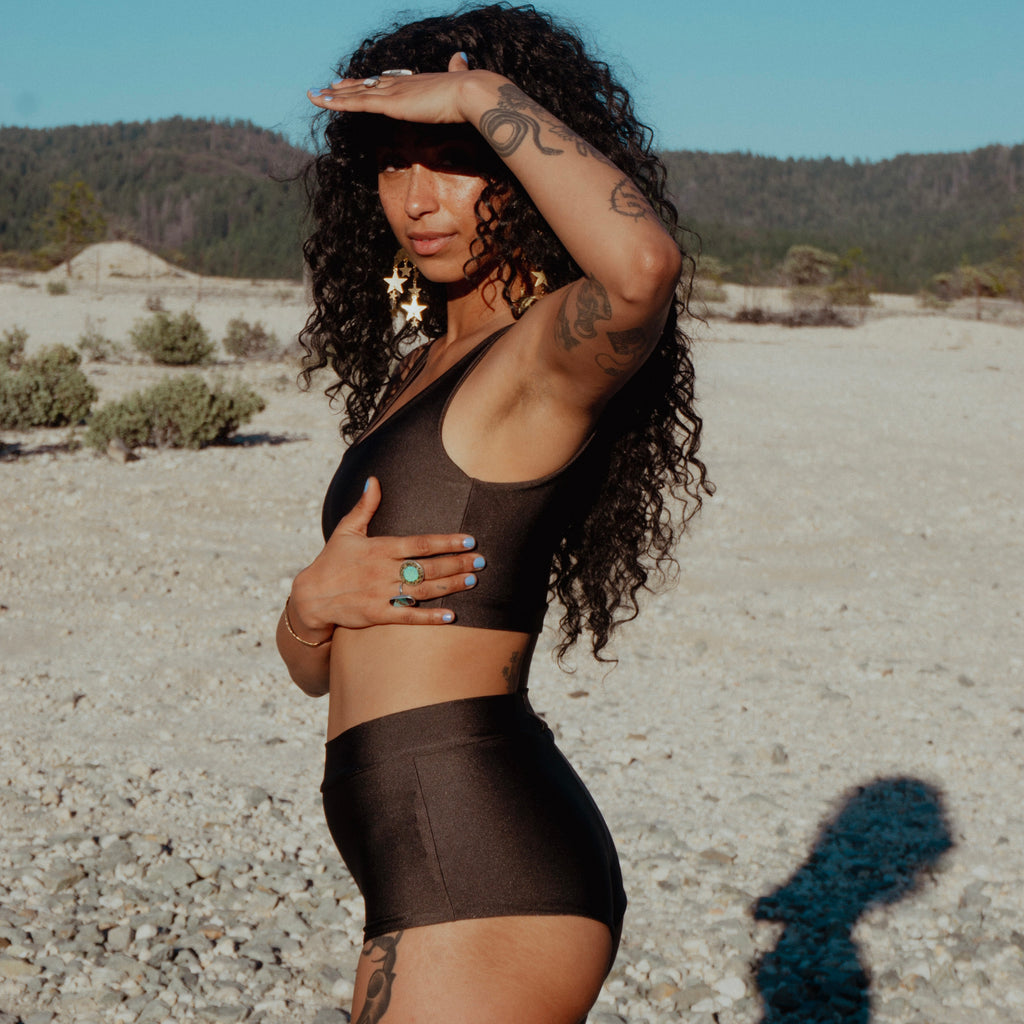 Swim Crop Tank || Hazelnut