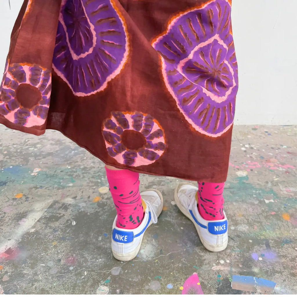 Crew Socks || Drape || Fuchsia & Dark Green