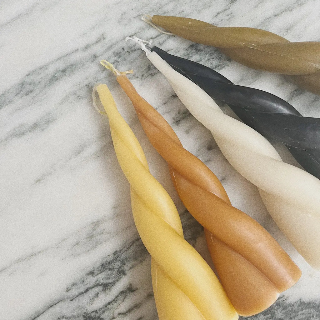 Large Twist Pillar Candle || Milk