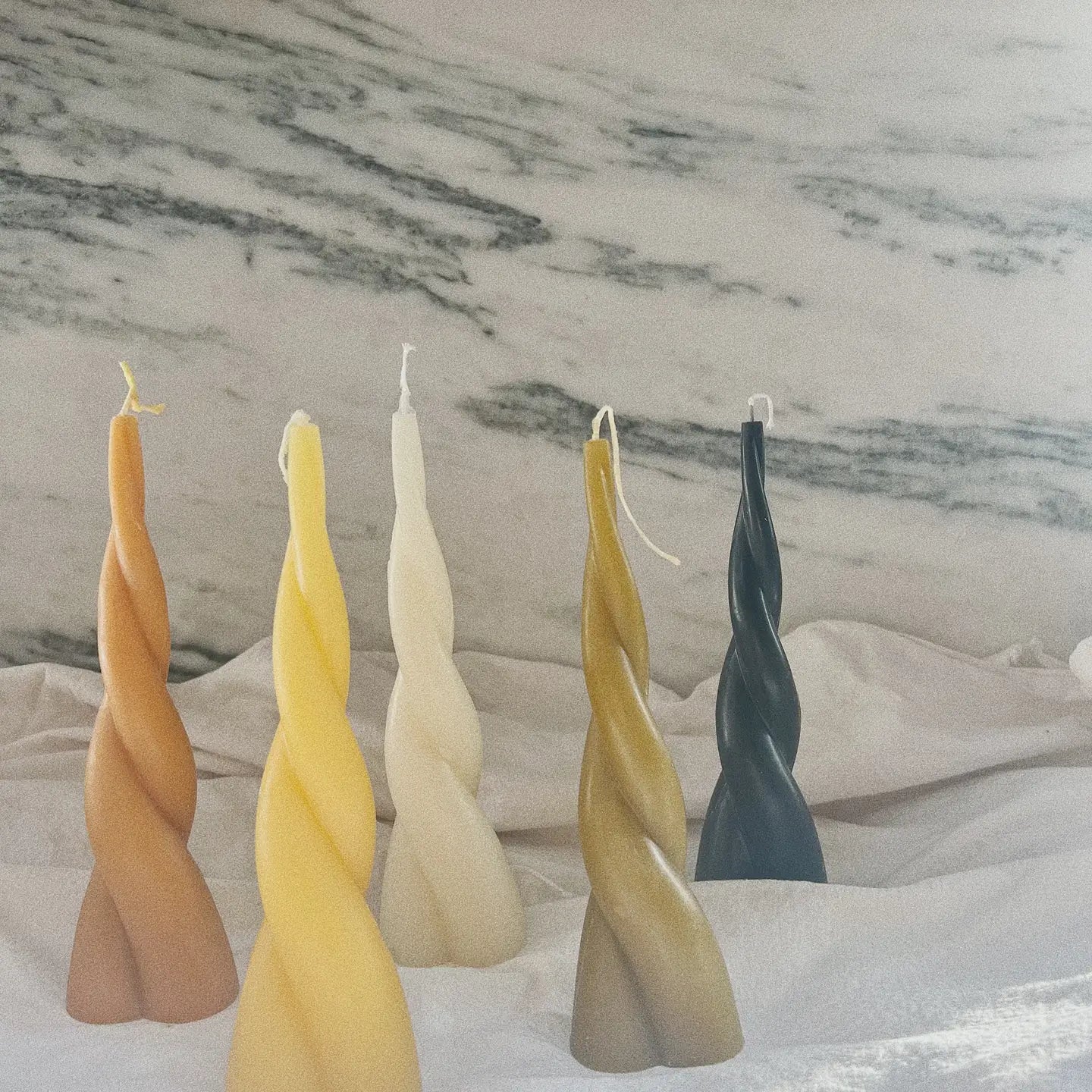 Large Twist Pillar Candle || Milk