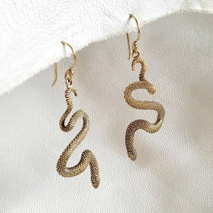 Brass Rattlesnake Earrings