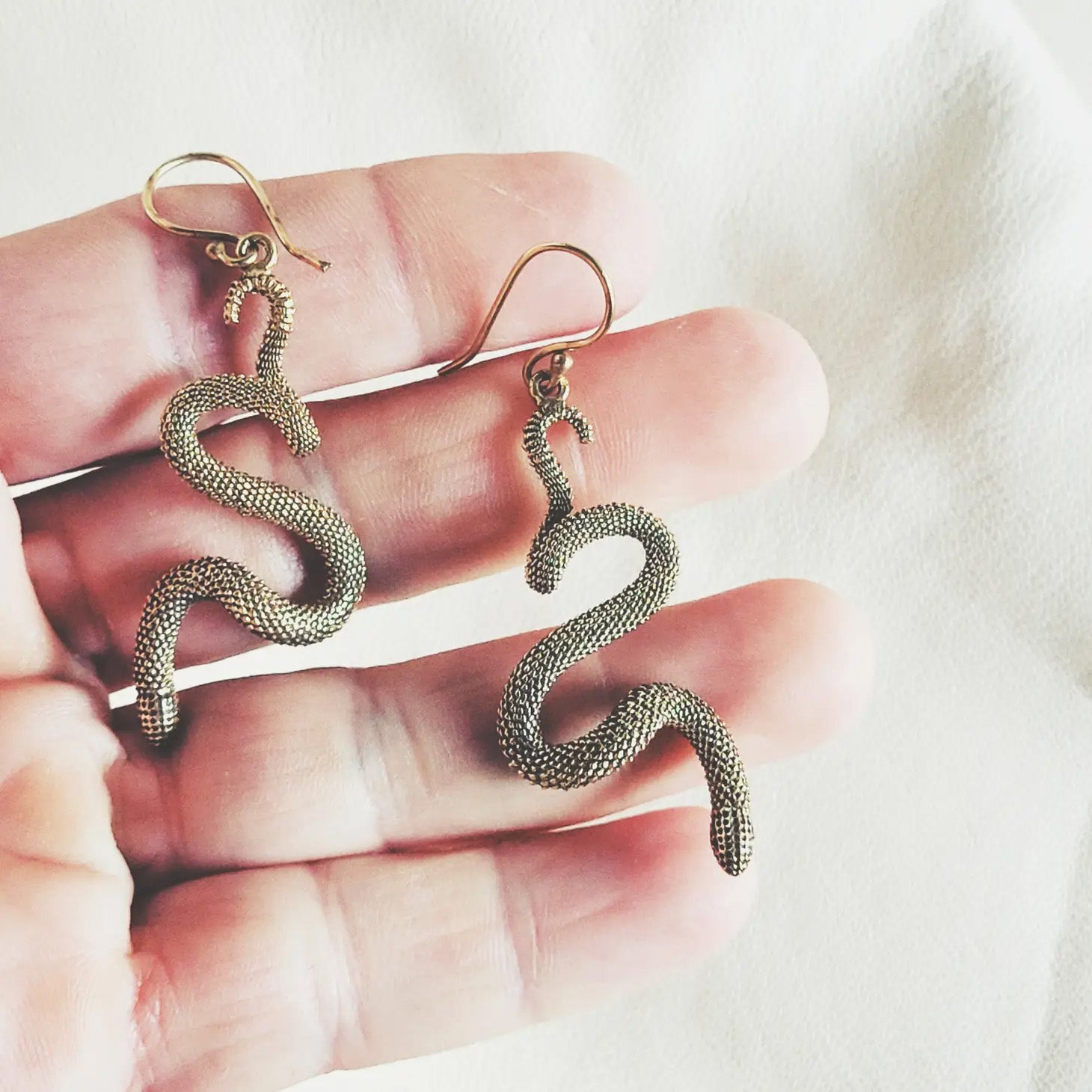 Brass Rattlesnake Earrings