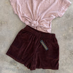 Velour Jogger Shorts || Chestnut || FINAL SALE