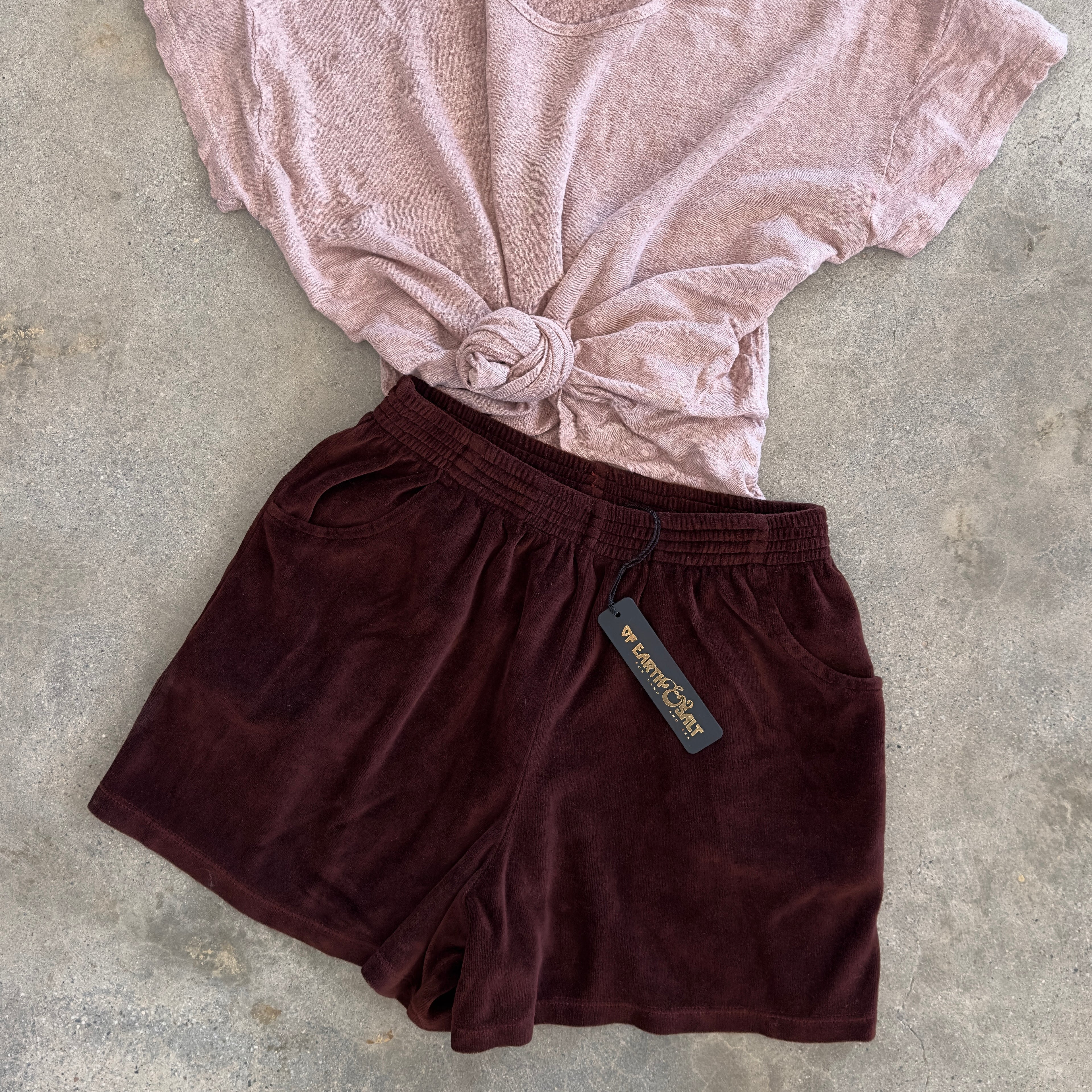 Velour Jogger Shorts || Chestnut || FINAL SALE