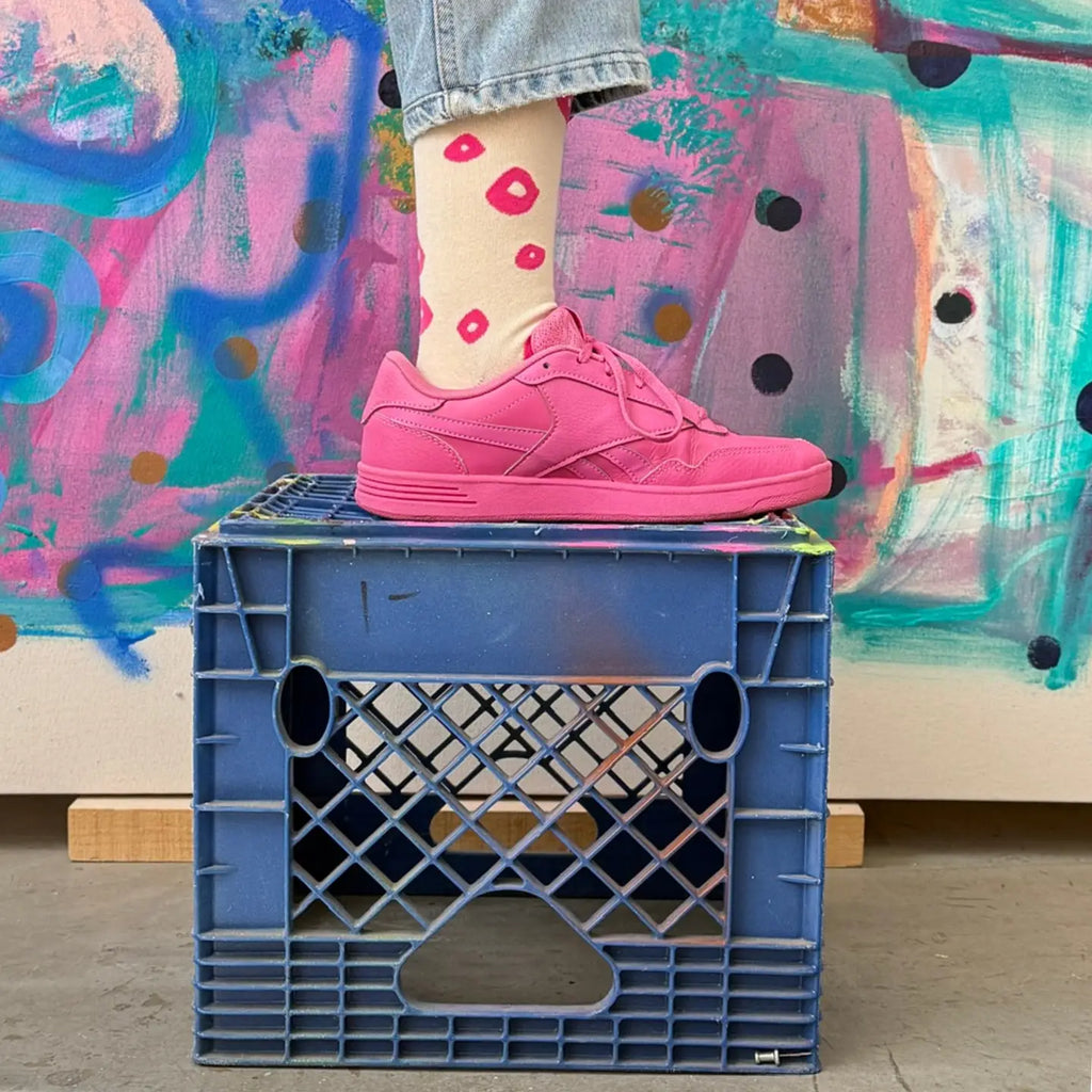 Crew Socks || Lucy || Hot Pink & Natural