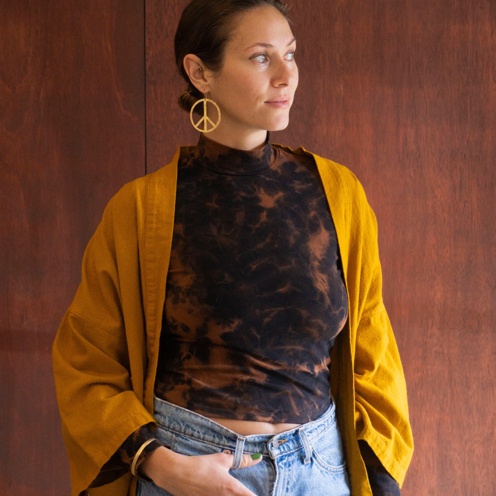 Brass Peace Sign Earrings