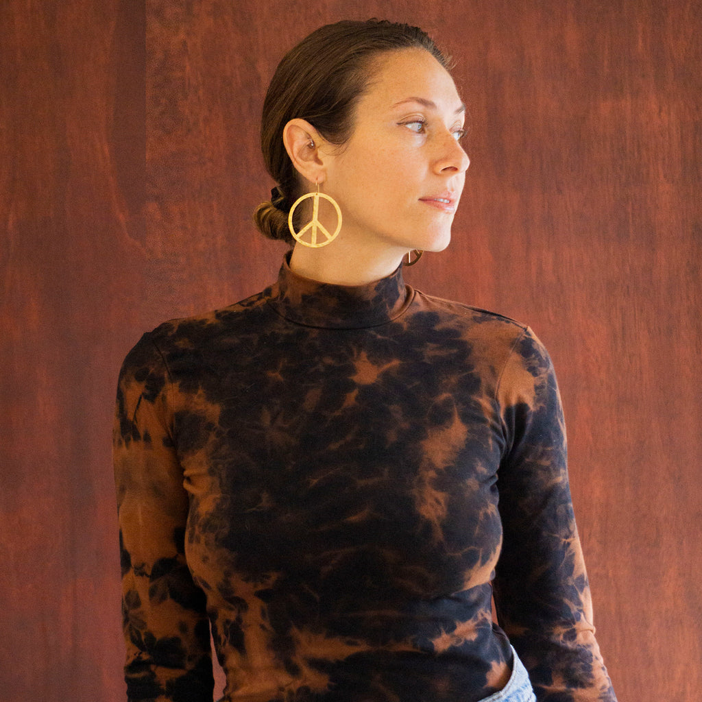 Brass Peace Sign Earrings