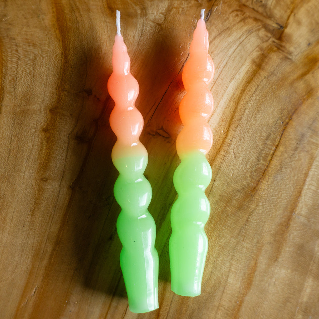 Spiral Taper Candles || Dip Dyed