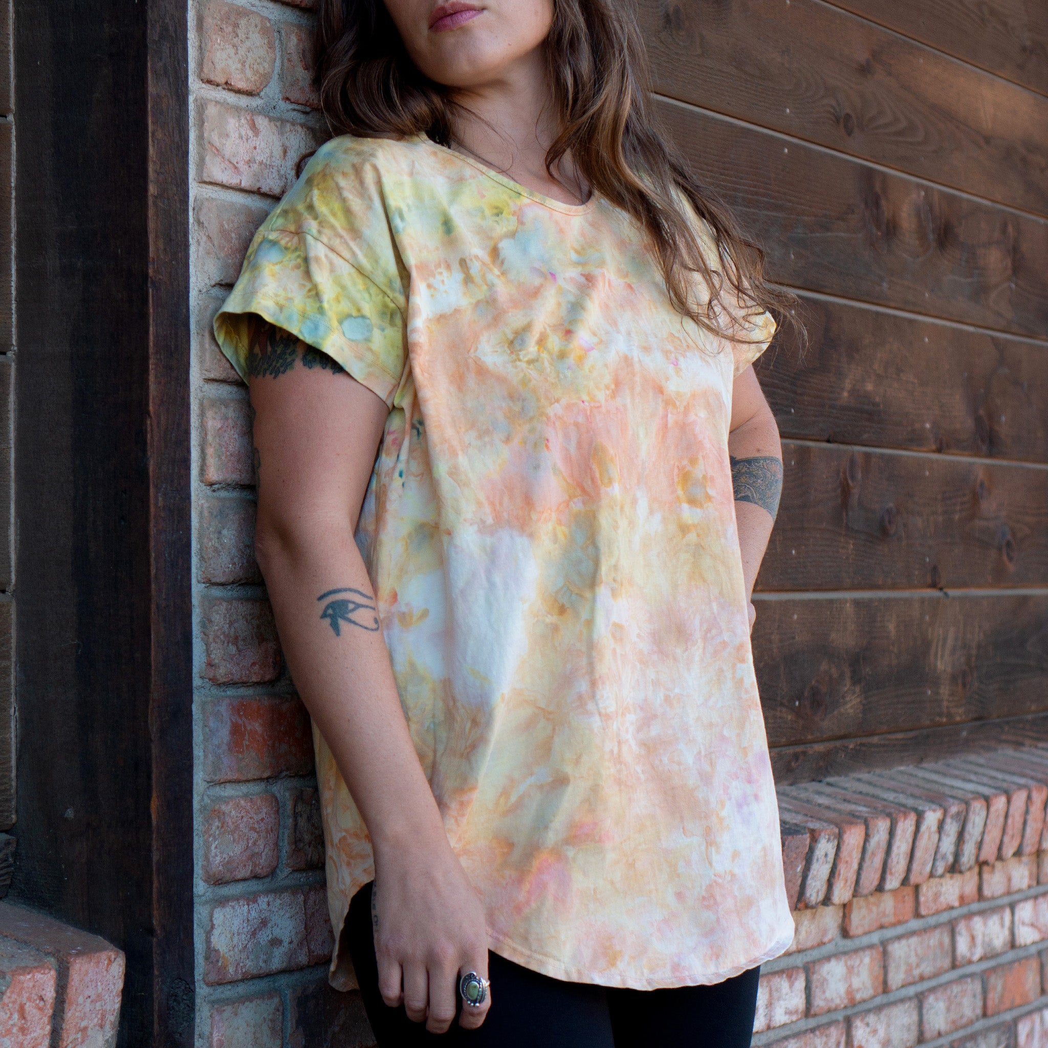 Organic Cotton Drop Hem || Ice Dye || Limestone || FINAL SALE