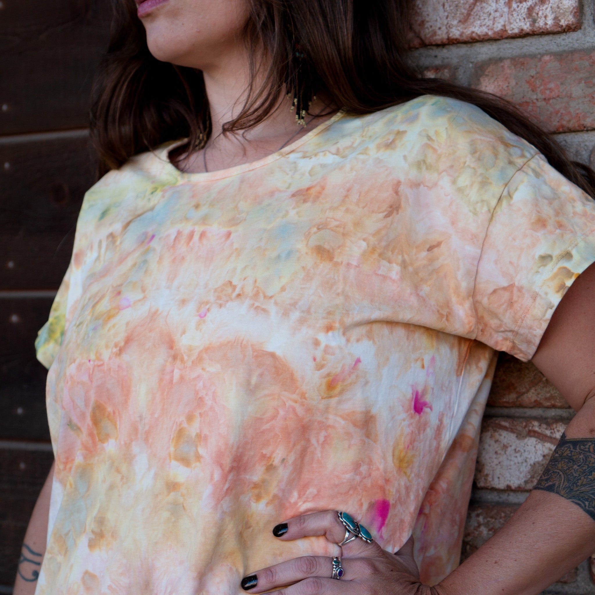 Organic Cotton Drop Hem || Ice Dye || Limestone || FINAL SALE