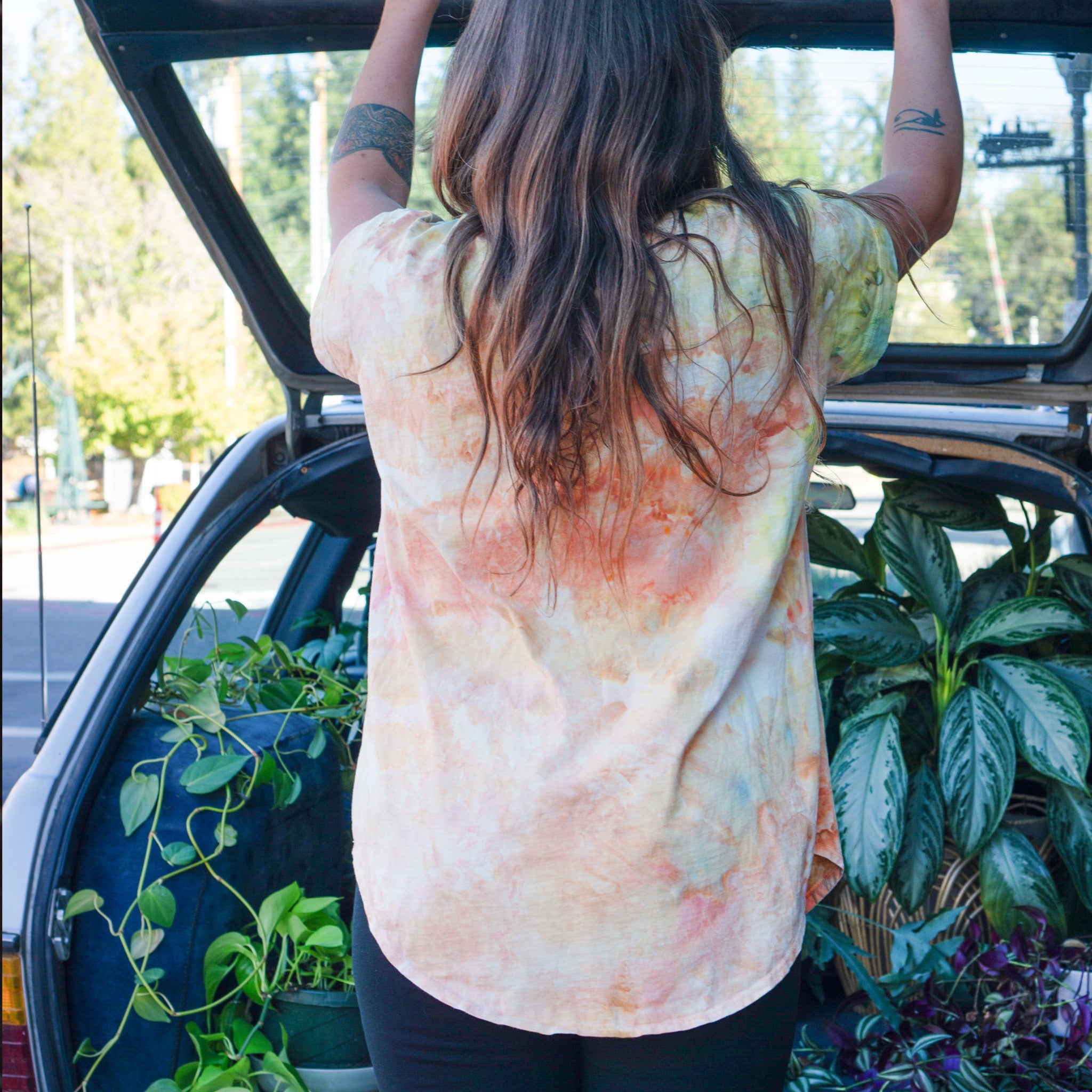 Organic Cotton Drop Hem || Ice Dye || Limestone || FINAL SALE