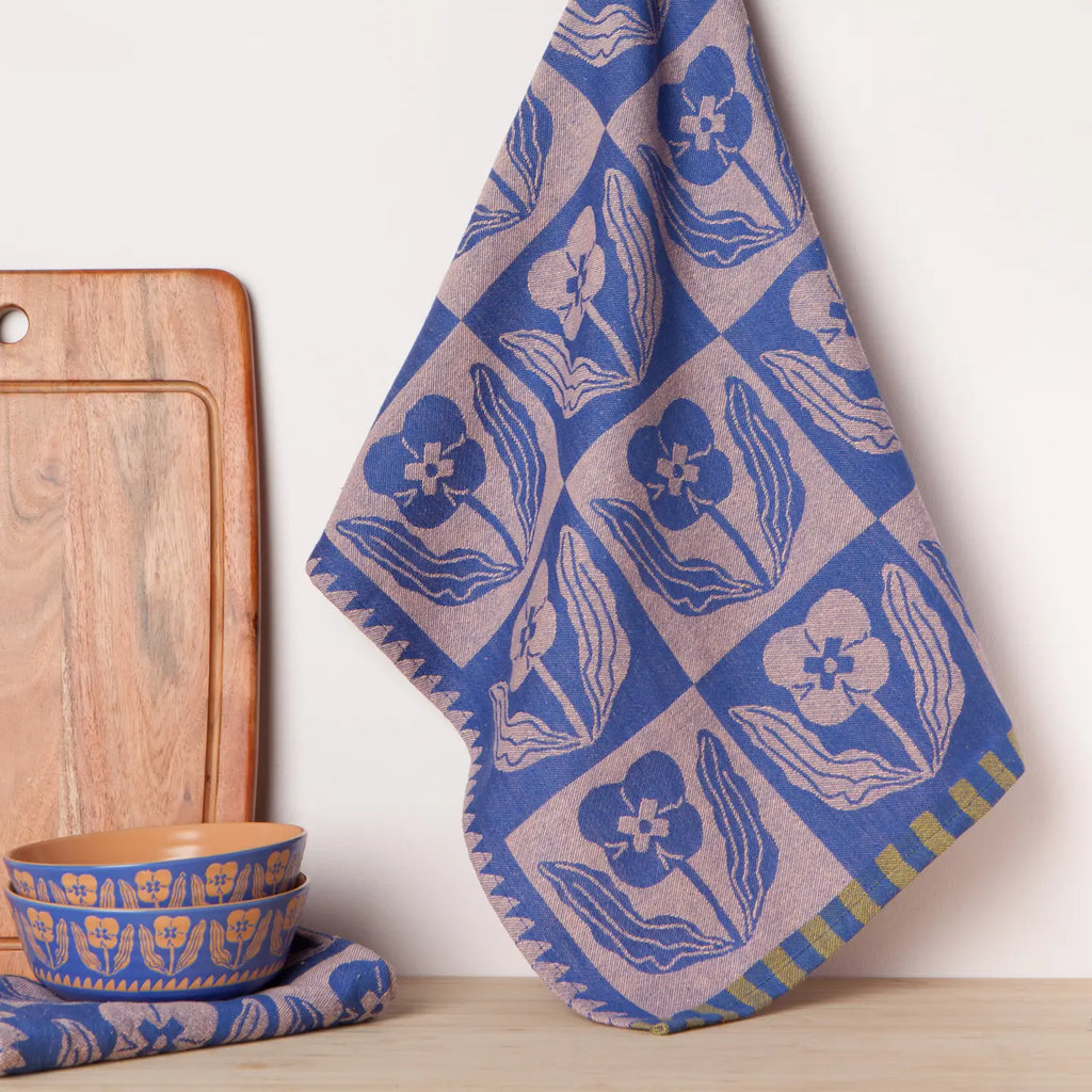 Purple Pansy Jacquard Dishtowel