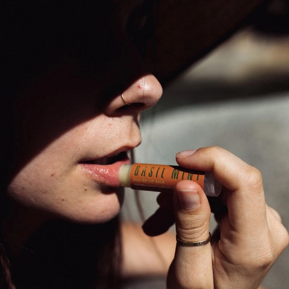 Basil Mint Lip Balm || Healing, Botanically-Infused || Plastic Tube