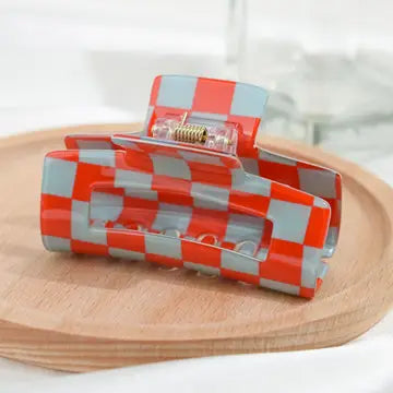 Checkerboard Rectangle Claw Clip