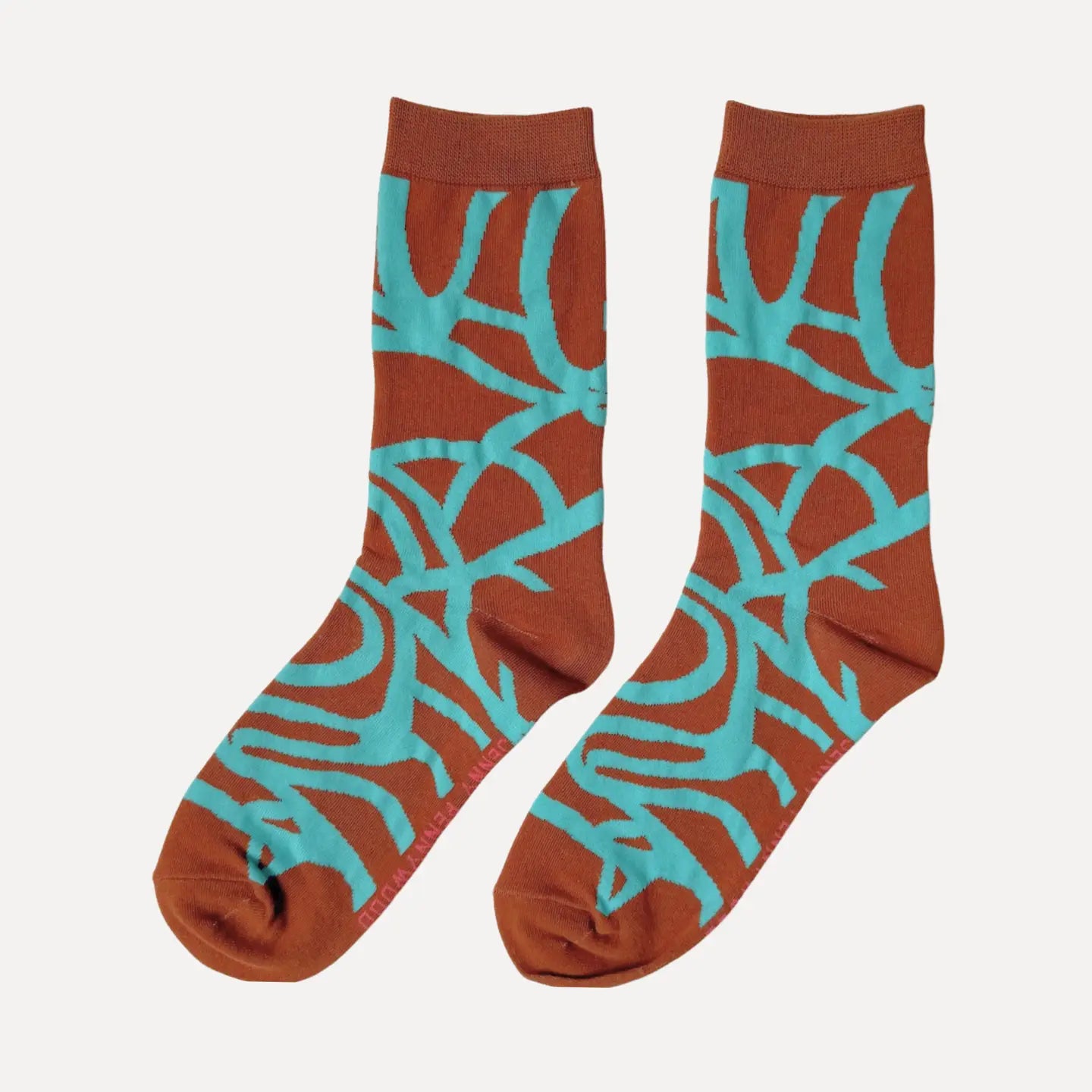 Crew Socks || River || Aquamarine & Carmel
