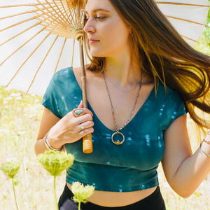 V Cotton Crop Top || Nirvana || Emerald