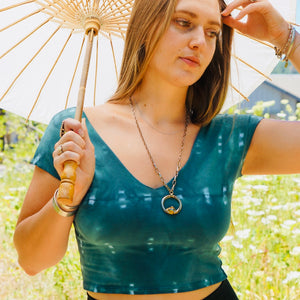V Cotton Crop Top || Nirvana || Emerald