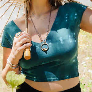 V Cotton Crop Top || Nirvana || Emerald