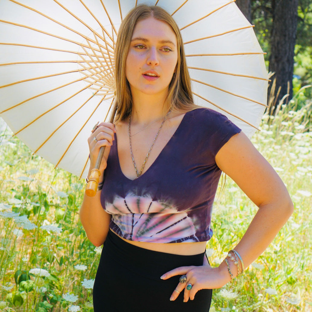 V Cotton Crop Top || Amethyst