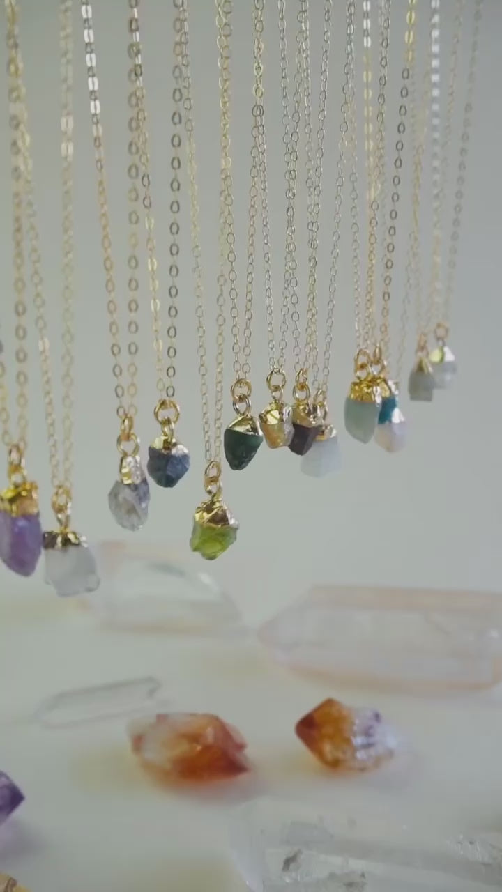 Rough-Cut Gemstone Gold Necklace