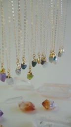 Rough-Cut Gemstone Gold Necklace
