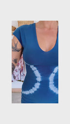 Maya Slip Dress || Circles || Indigo